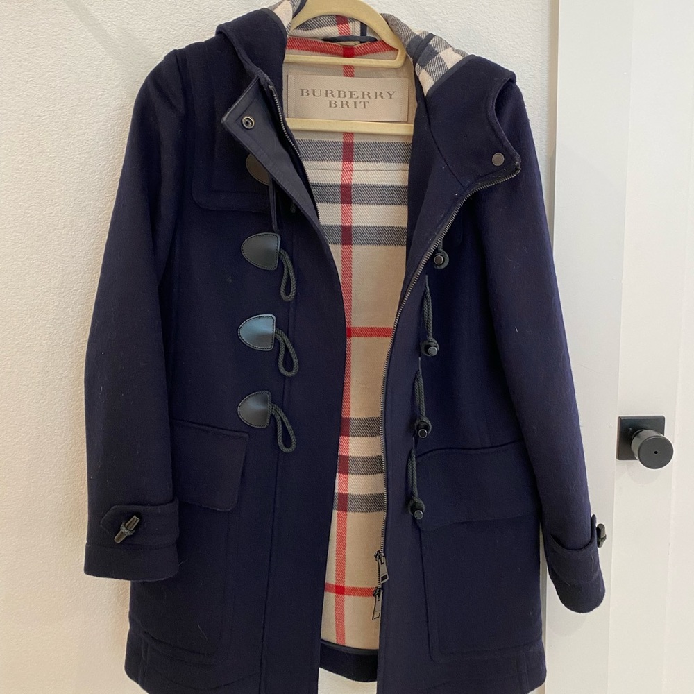 Navy Burberry Wool coat